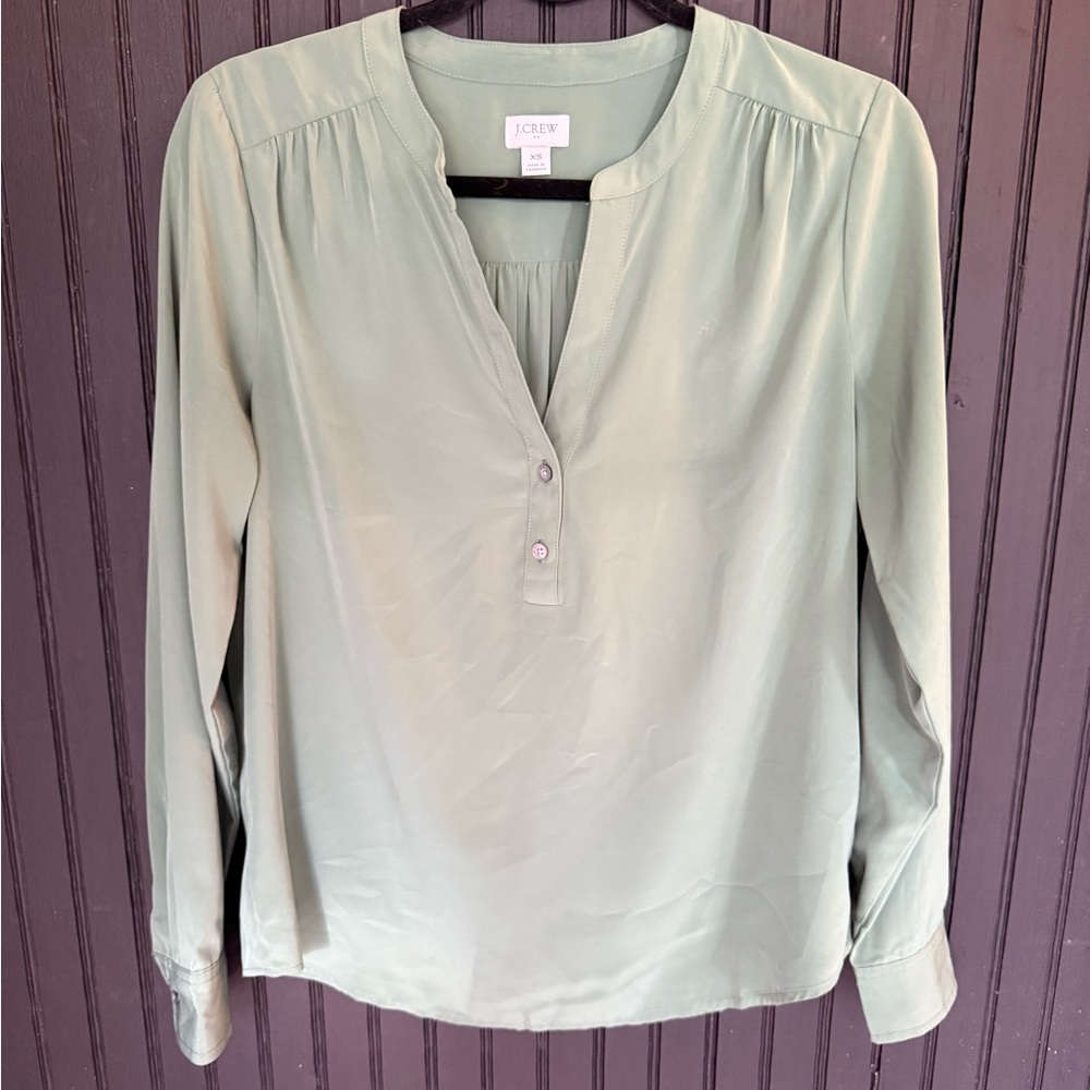 J. CREW Factory Popover Placket Blouse - Picture 4 of 6
